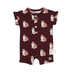 Maroon Bulldog Button Romper by Hamner Hill