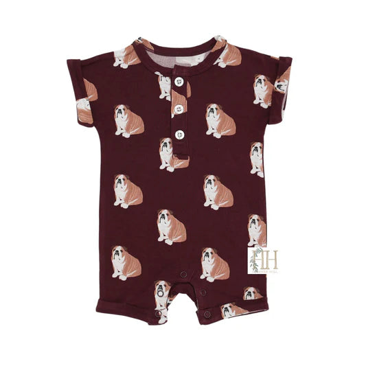 Maroon Bulldog Button Romper by Hamner Hill