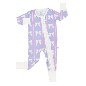 Purple Bow Double Zipper Romper by Hamner Hill