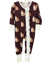 Load image into Gallery viewer, Girls Ruffle Maroon Bulldog Zipper Romper by Hamner Hill
