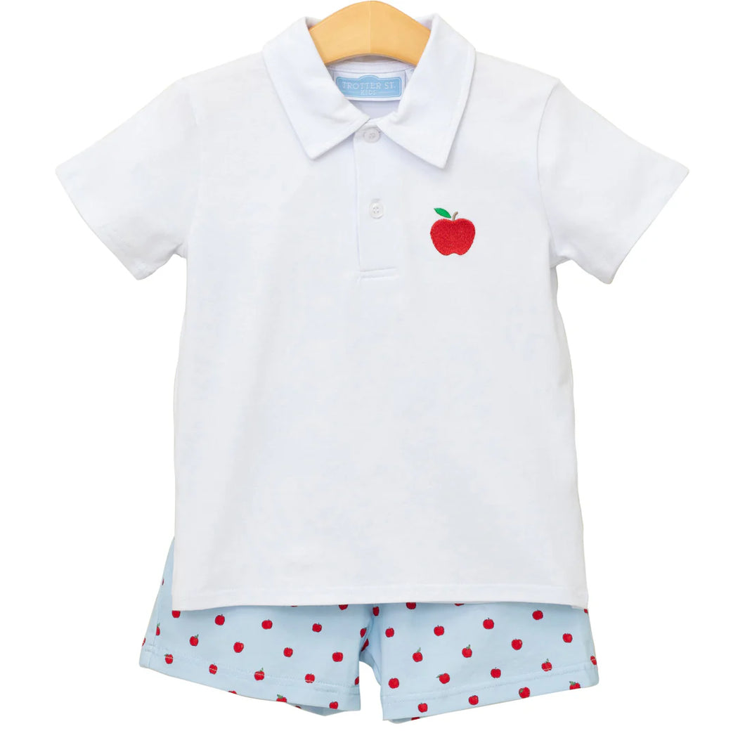 Apple Print Polo Short Set by Trotter St.