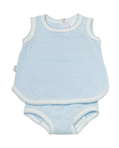 Blue Sleeveless Diaper Set by Paty