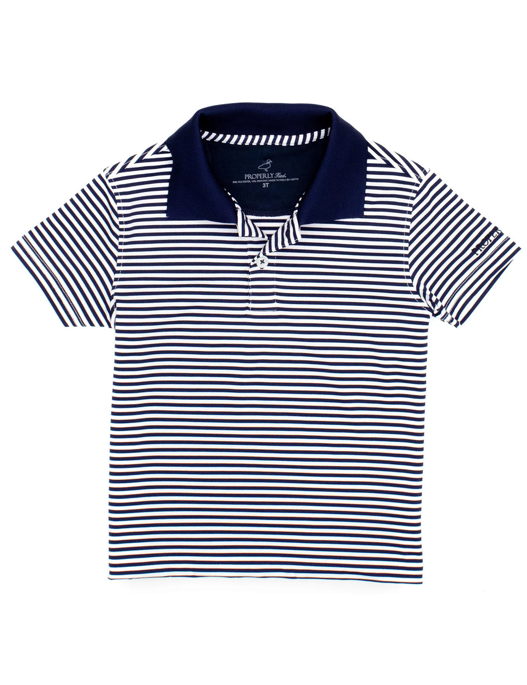 Navy Striped Polo by Properly Tied