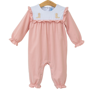 Boots Embroidery Ruffle Romper by Trotter Street
