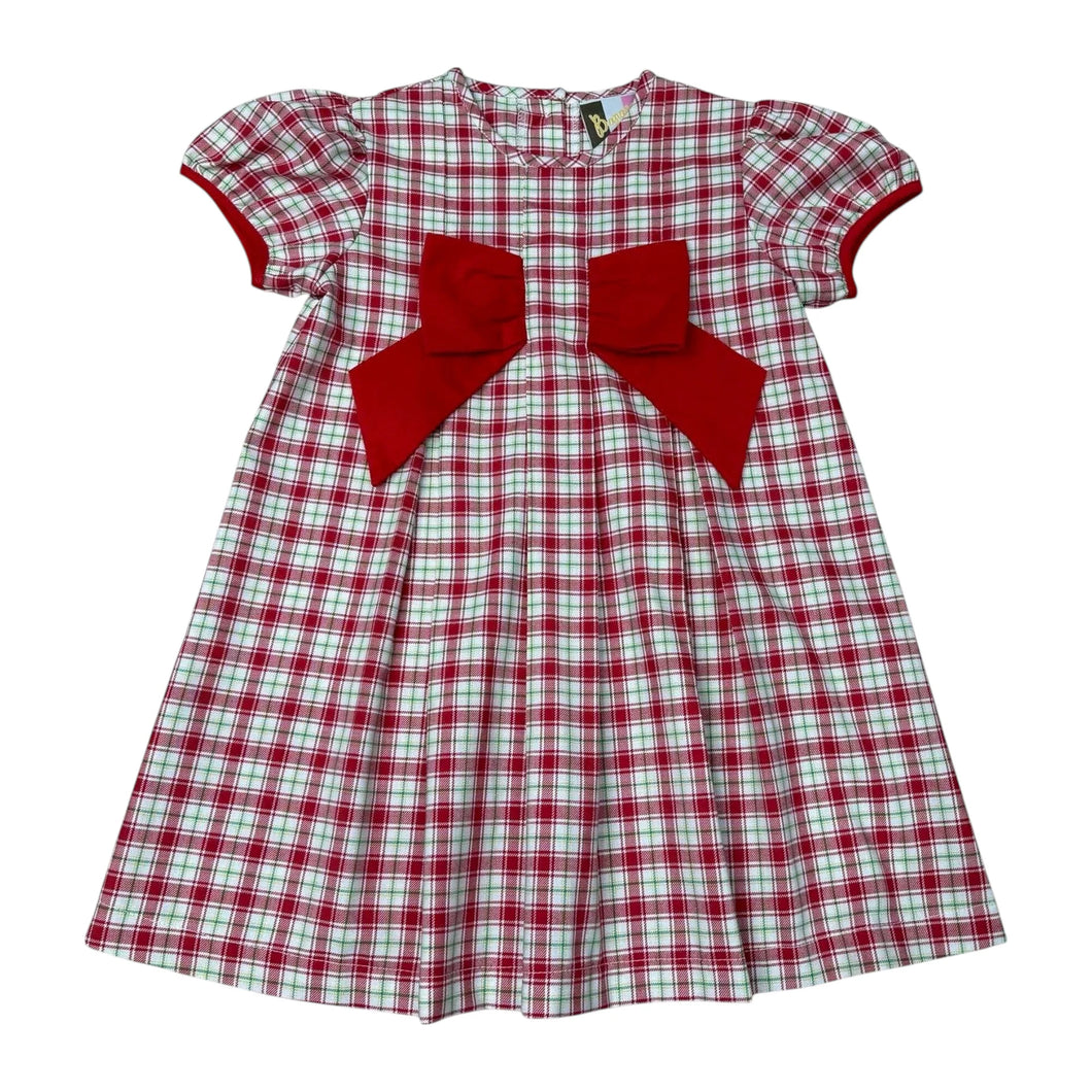Christmas Plaid Kenzie Bow Dress by Banana Split