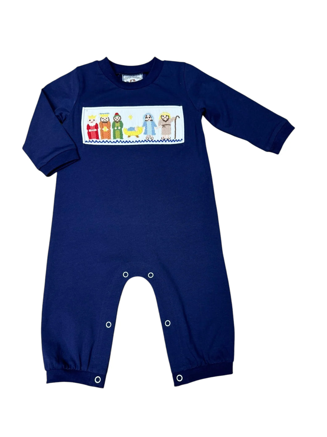 Nativity Smocked Boys Romper by Three Sisters
