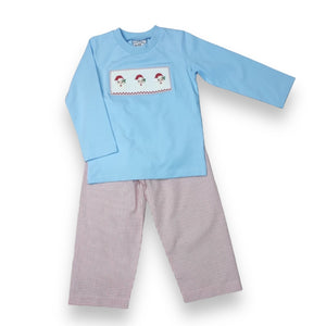 Santa Smocked Boys Pant Set by Three Sisters
