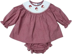 Santa Smocked Girls Bloomer Set by Three Sisters