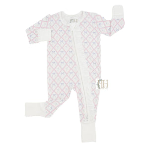 Girls Ribbons and Bows Double Zipper Romper by Hamner Hill
