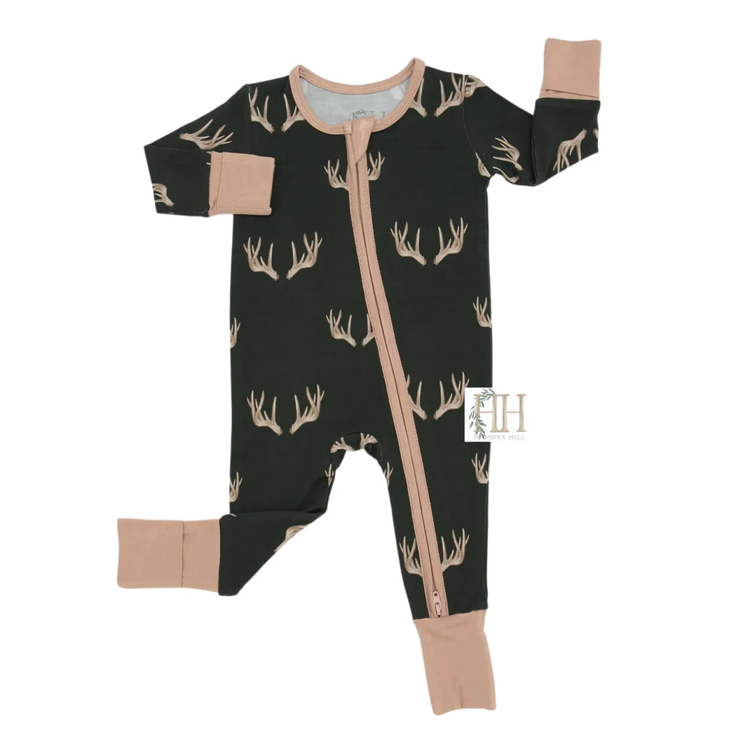 Boys Antler Double Zipper Romper by Hamner Hill