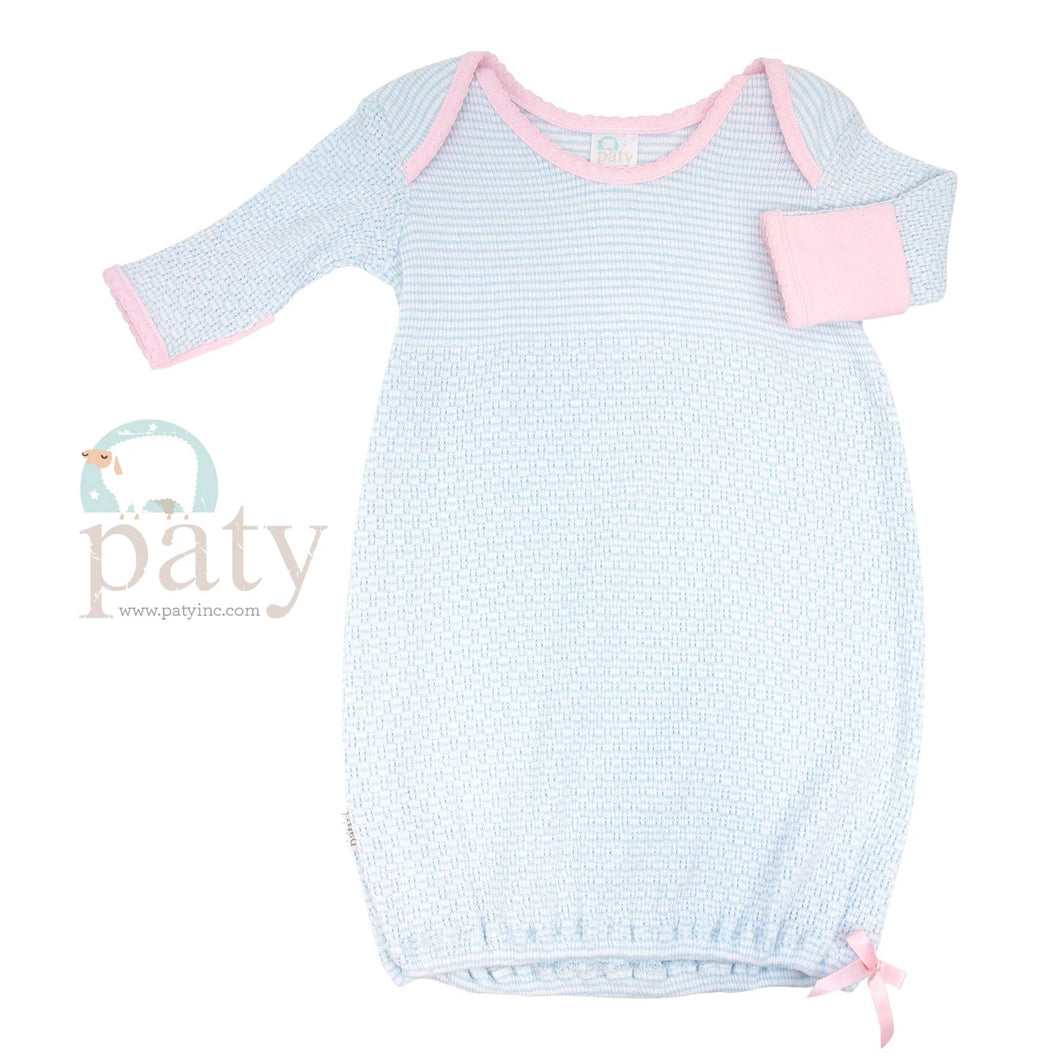 Solid Blue w/ Pink Trim Gown by Paty