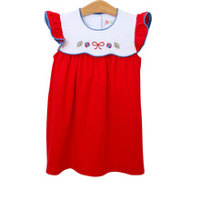 Load image into Gallery viewer, Red/Blue Team Spirit Scallop Dress
