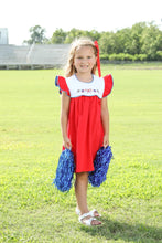 Load image into Gallery viewer, Red/Blue Team Spirit Scallop Dress
