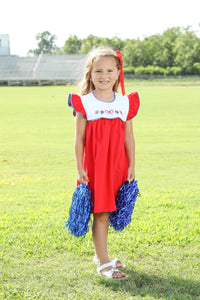 Red/Blue Team Spirit Scallop Dress