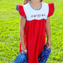 Load image into Gallery viewer, Red/Blue Team Spirit Scallop Dress
