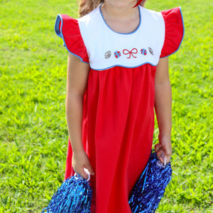 Red/Blue Team Spirit Scallop Dress