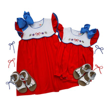 Load image into Gallery viewer, Red/Blue Team Spirit Scallop Dress
