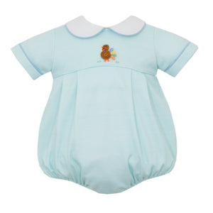 Turkey Boy's Aqua Pin Stripe Boy's Short Bubble by Petit Bebe