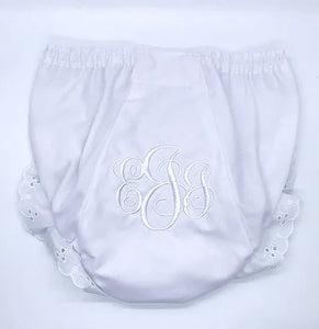 White Eyelet Diaper Cover/Bloomer by Paty