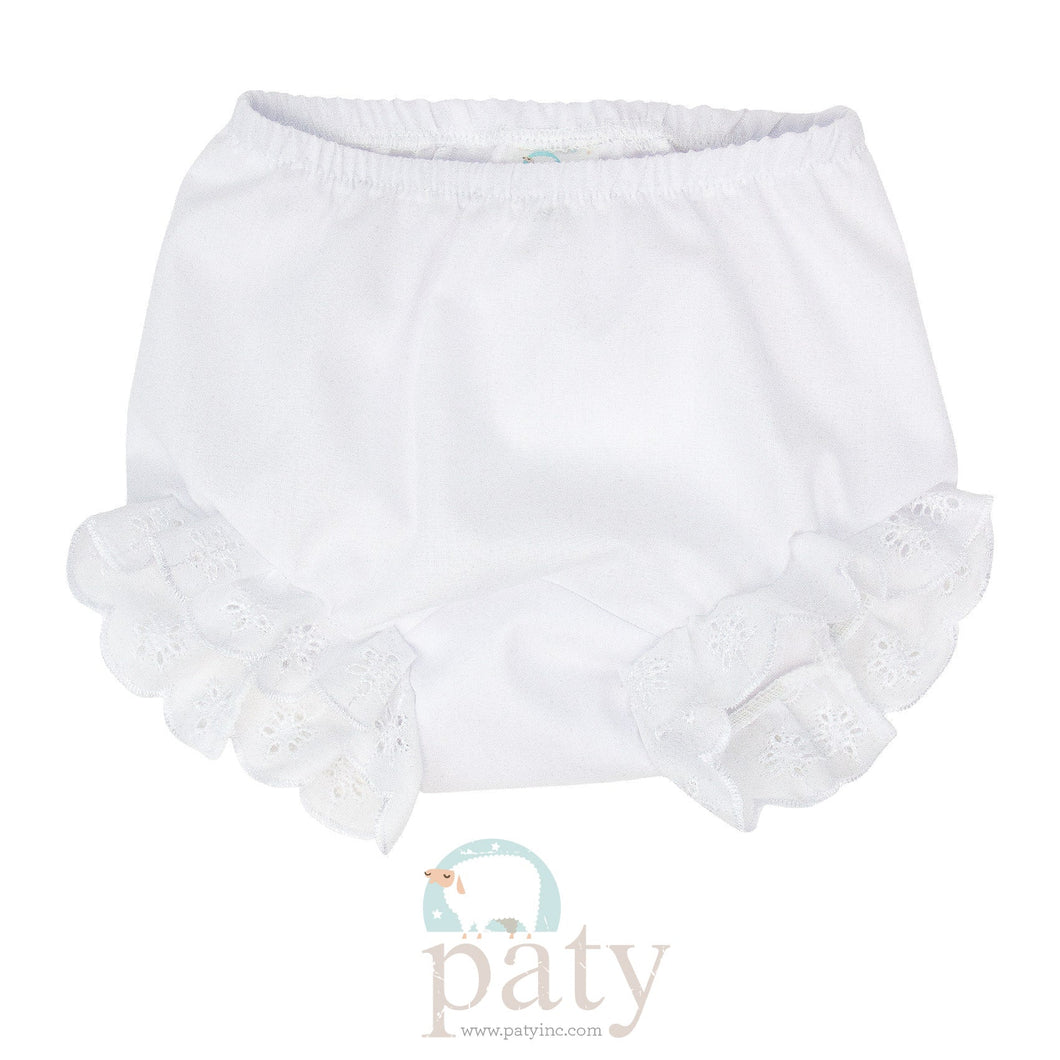 White Eyelet Diaper Cover/Bloomer by Paty