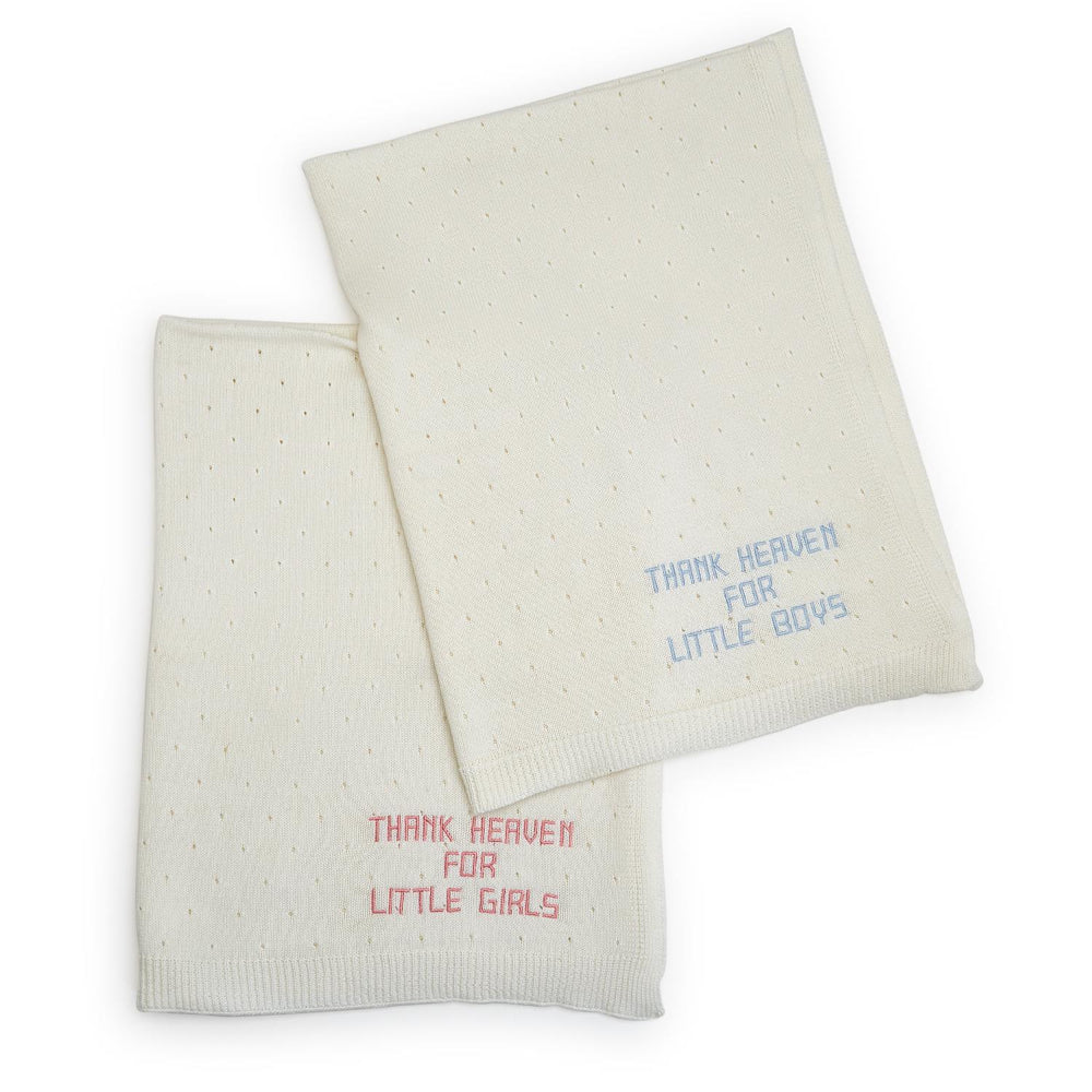 “Thank Heaven for Little Girls/Boys” Embroidered Blanket