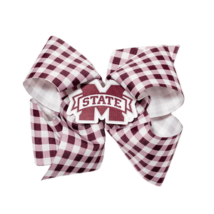 Maroon Gingham MSU Bow