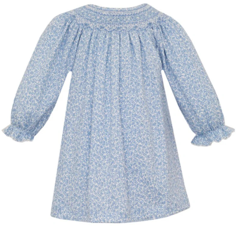 Carol Blue Knit Floral Bishop by Petit Bebe