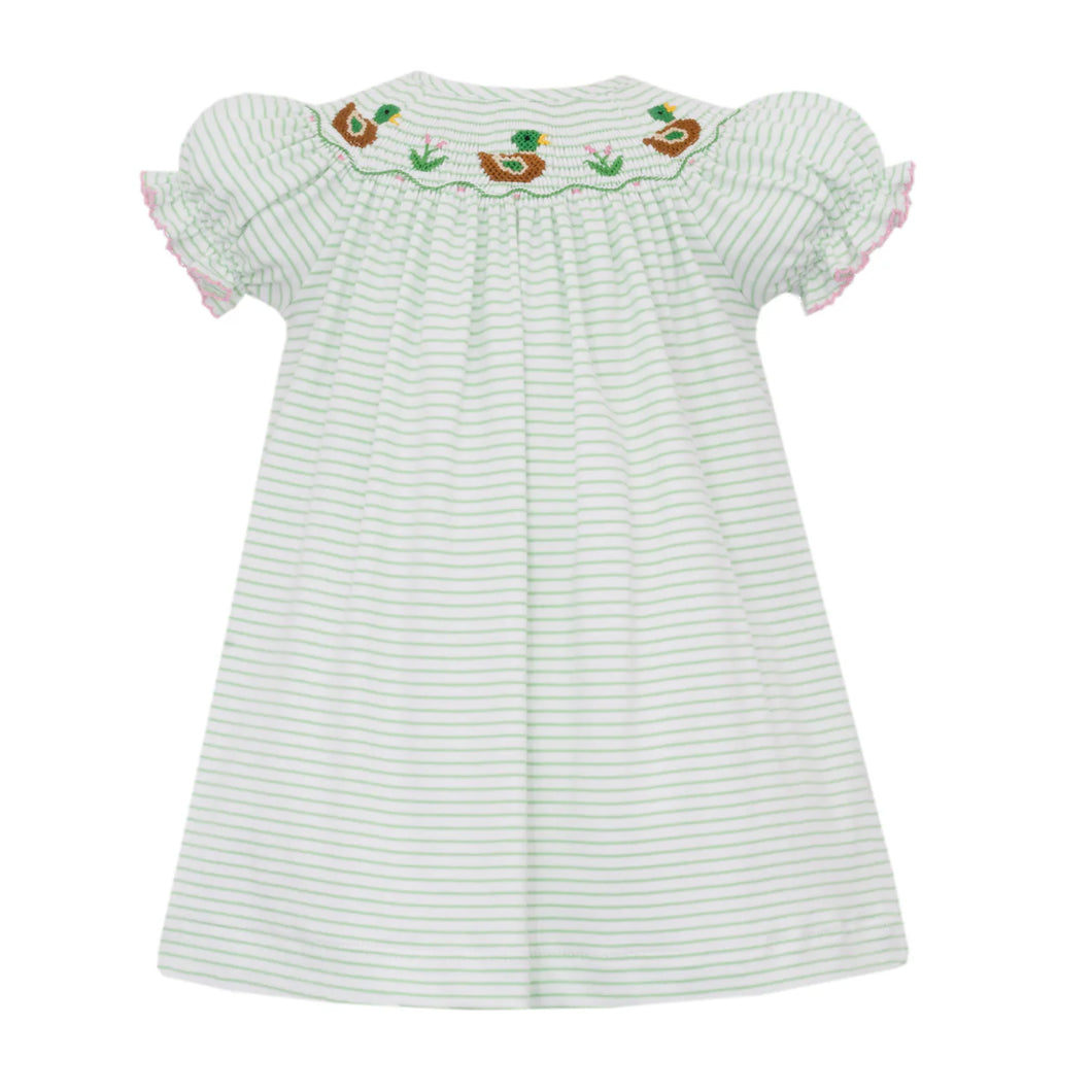 Mallard Duck Green Knit Stripe Bishop by Petit Bebe