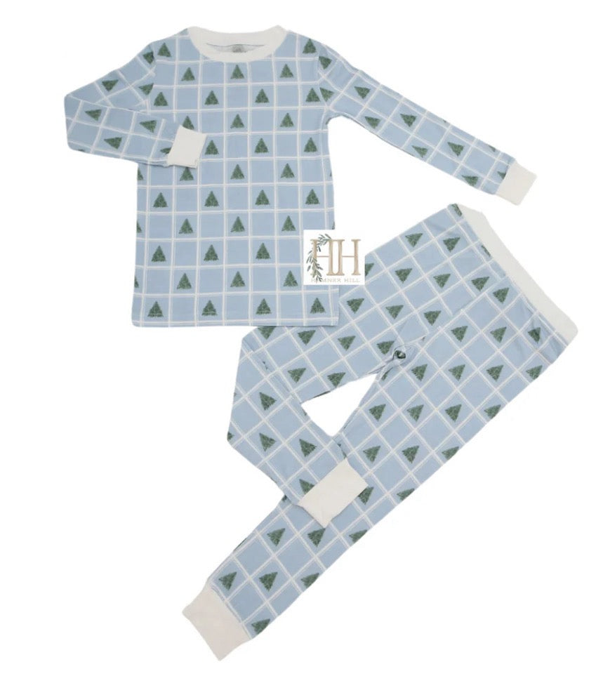 Blue Check Tree Loungewear Set by Hamner Hill