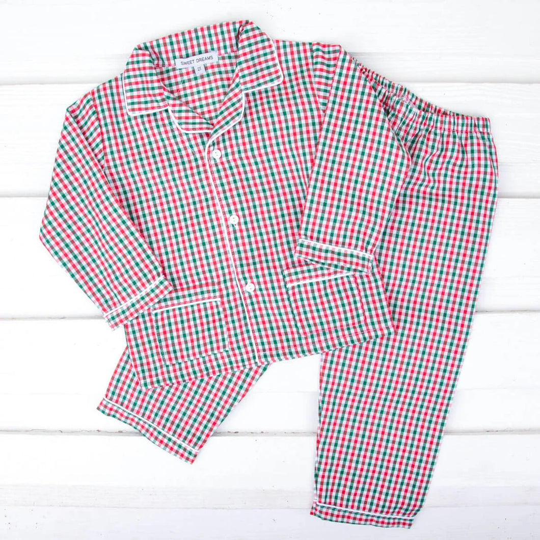 Green & Red Gingham Classic PJ Set by Sweet Dreams