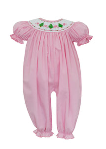 Christmas Tree Pink Microcheck Long Bubble by Petit Bebe