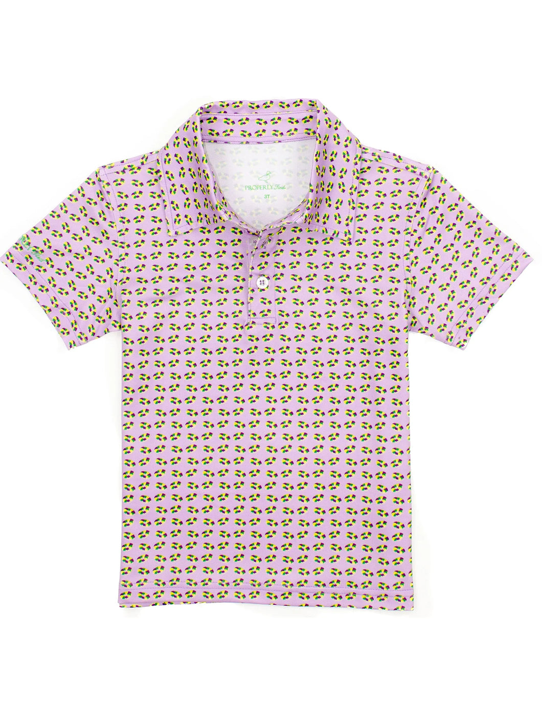 King Cake Purple Inlet Boys Polo by Properly Tied