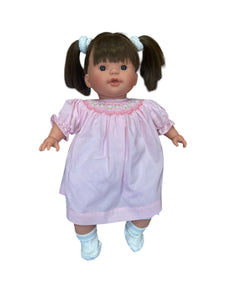 15” Medium Doll: Pink Check Smocked Dress by Rosalina