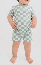 Load image into Gallery viewer, Seafoam Checkered Bamboo Short Set
