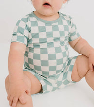 Load image into Gallery viewer, Seafoam Checkered Bamboo Short Set
