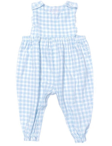 Blue Gingham Scalloped Romper by James & Lottie