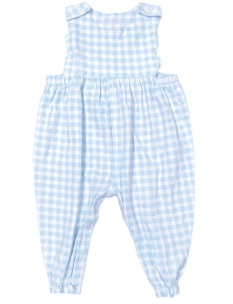 Blue Gingham Scalloped Romper by James & Lottie