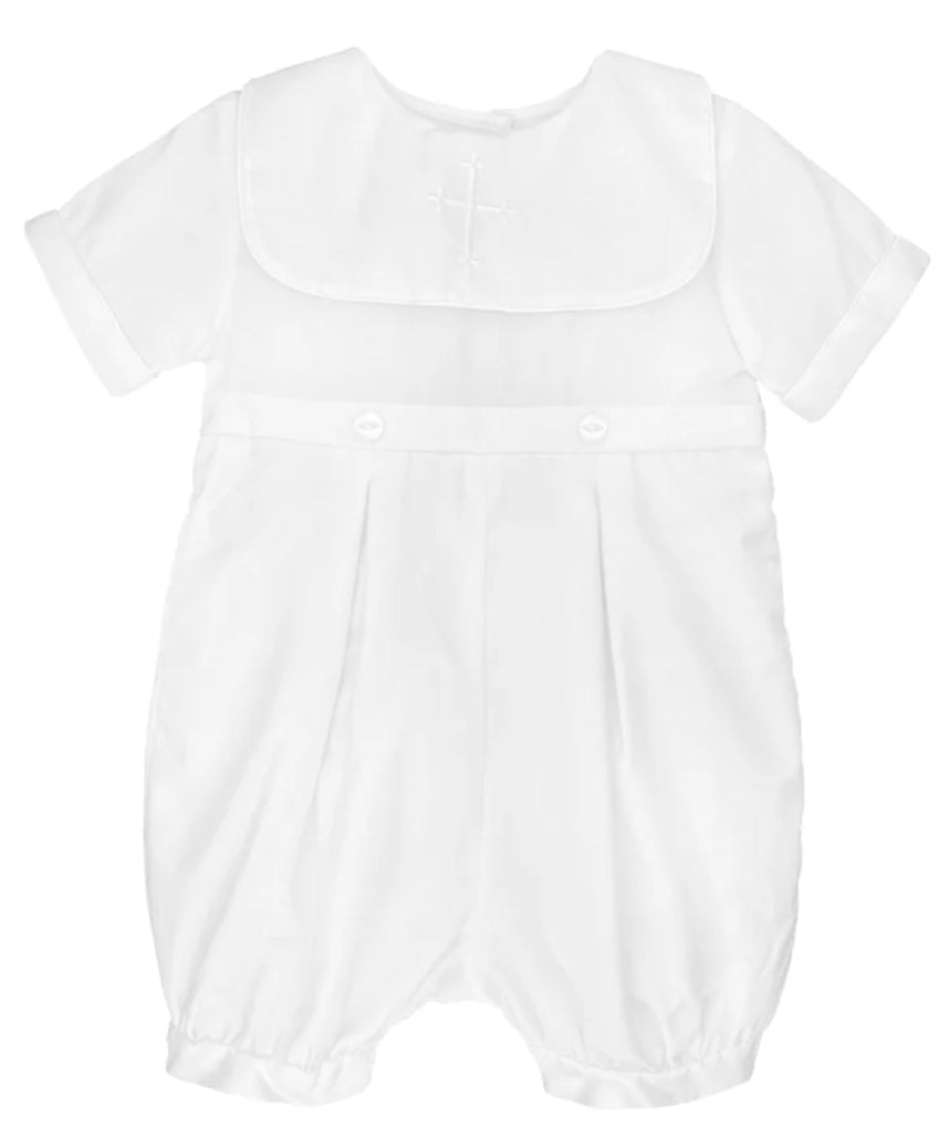 Boys Cross Christening Romper by Petit Ami