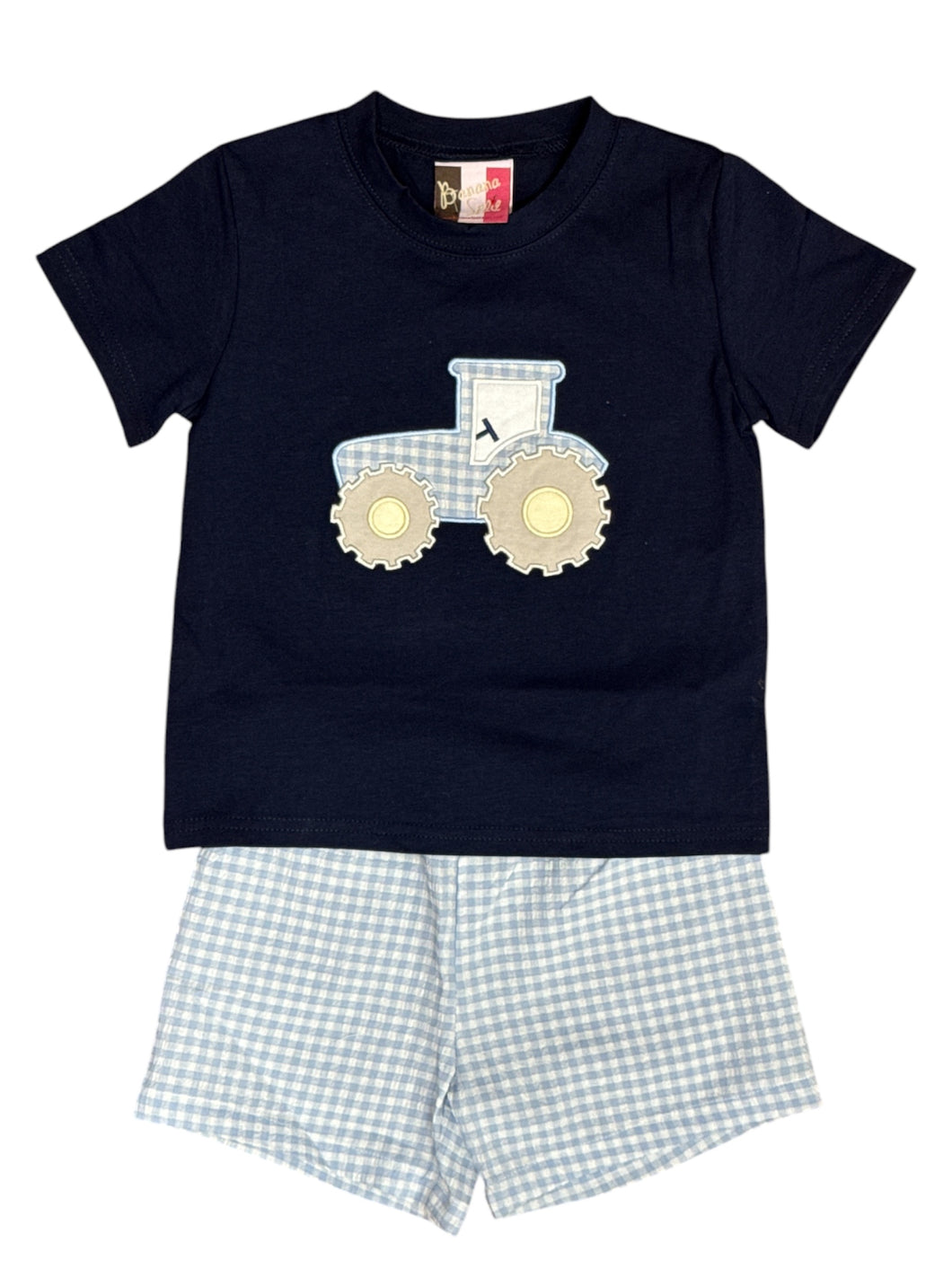 Tractor Appliqué Boys Short Set by Banana Split