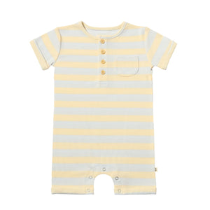 Blue/Cream Stripe Henley Romper by Me & Henry