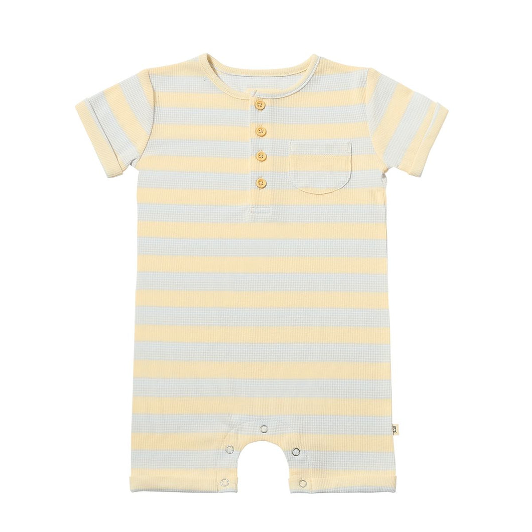 Blue/Cream Stripe Henley Romper by Me & Henry