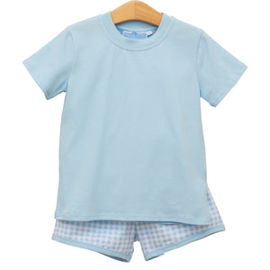 Light Blue Gingham Thomas Short Set by Trotter St.