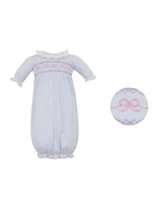 Lt. Blue Bows Knit LS Gown by Petit Bebe