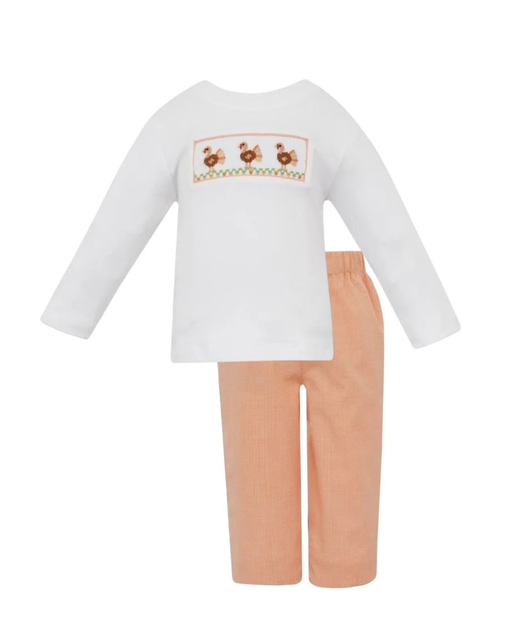 Orange Turkey Boy’s Microcheck Pants Set by Petit Bebe