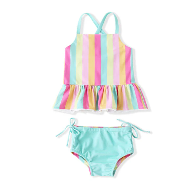 Rainbow Stripes 2-Piece Reversible Bottoms Swimsuit by Swoon Baby