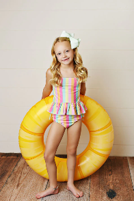 Rainbow Stripes 2-Piece Reversible Bottoms Swimsuit by Swoon Baby
