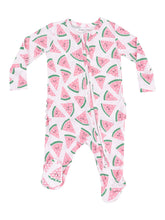 Load image into Gallery viewer, Watermelon Hearts Ruffle Back Footie by Angel Dear
