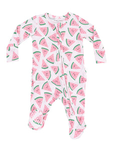 Watermelon Hearts Ruffle Back Footie by Angel Dear