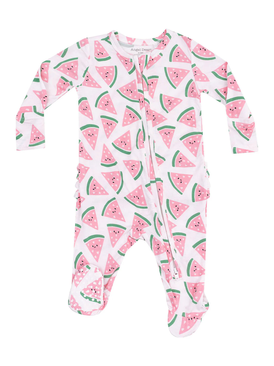 Watermelon Hearts Ruffle Back Footie by Angel Dear