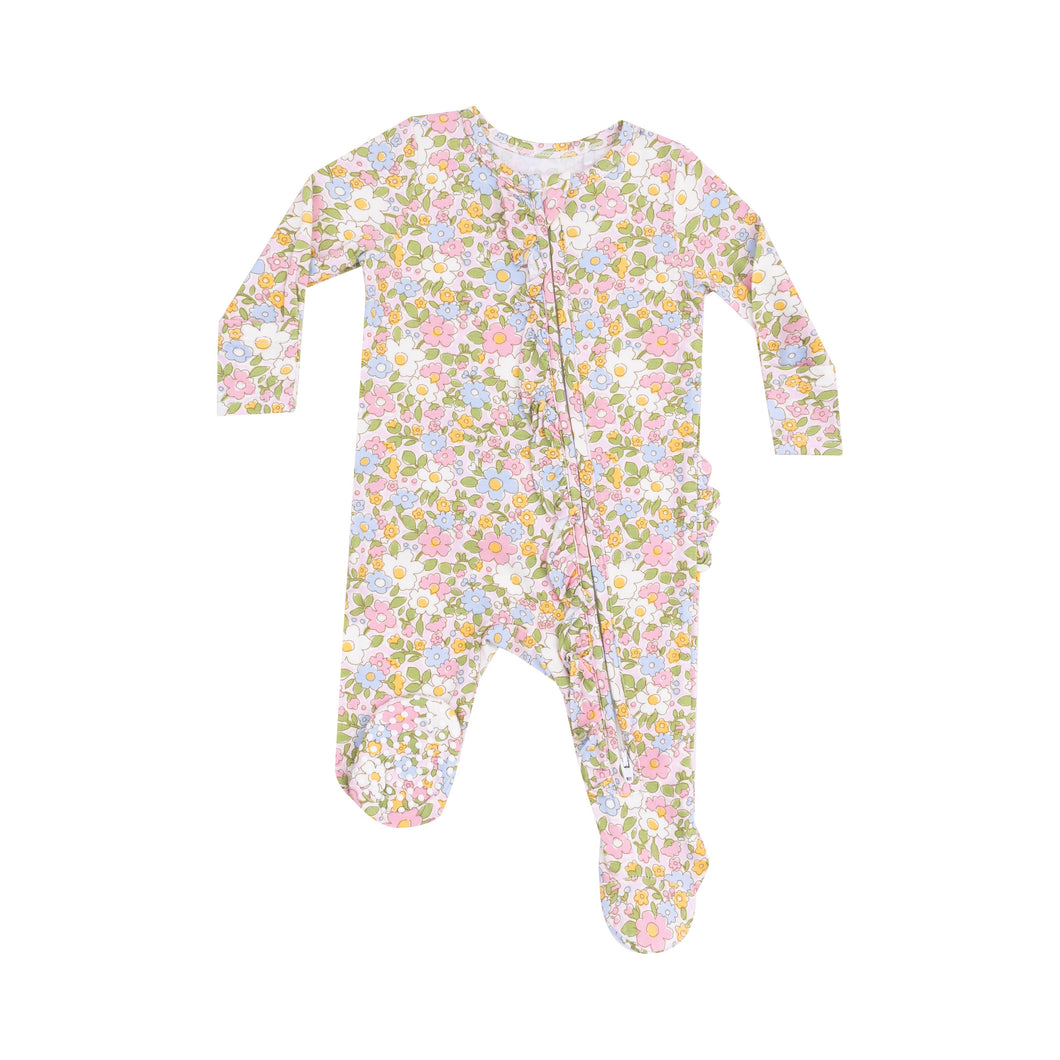 Bubbly Baby Calico Ruffle Footie by Angel Dear